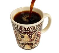 Taza de café 250 aniversario - 400 ml cerámica 1776-2026 taza conmemorativa | Taza de café 2D plana hecha a mano | Regalo para socios militares, recuerdo de veteranos, bicentenario de América