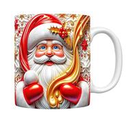 Taza de café 3D de Papá Noel, taza de cerámica vintage con diseño navideño esculpido, perfecta para té o café de chocolate caliente, acento decorativo de mesa e idea de regalo, rojo y festivo