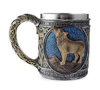 Taza de café 3D de resina de cabeza de lobo de acero inoxidable, regalos de lobo para hombres, taza vikinga, decoración de lobo, copa gótica para fiestas de fiesta