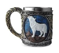 Taza de café 3D de resina de cabeza de lobo de acero inoxidable, regalos de lobo para hombres, taza vikinga, decoración de lobo, copa gótica para fiestas de fiesta