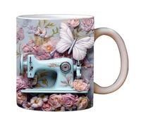 Taza de café - 3D Sewing Painted Cup, Ceramic Artisan Craft Drinkware, colcha patrón Artwork, Colorful Hand-Styled Beverage Holder, Kitchen Display Piece | Novelty Decoration Enhancing C