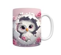 Taza de café 3D - Taza 3D - 11oz cerámica Novelty con 3D Flat Painted Owl Design, Decorative Ówl Cup for Coffee, Milk, Tea, Home Office Use, Gift for Òwl Lovers