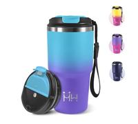 Taza de Café, 600 ml, Taza Termica, 304 Acero Inoxidable Reutilizables, Vaso Termico, Taza Termo Cafe para Llevar con Tapa, Perfecto para llevar Café y para la Oficina - Azul cielo&morado