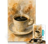 Taza de café Acuarela con Vapor Rompecabezas de 1000 Piezas para Adolescentes Juego Que estimula el Cerebro Encaje Huecos Actividad Relajante para Grupos en Interiores (38x26cm)