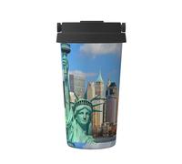 Taza de café aislada con diseño de la estatua de la libertad en Nueva York, termo aislado al vacío de doble pared para frío y calor, 16 onzas, compatible con oficina, escuela, fiesta, camping