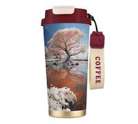 Taza de café aislada con estampado de cielo a través del árbol, acero inoxidable 316, taza de viaje al vacío, mantiene el calor y el frío