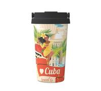 Taza de café aislada con estampado de isla de Cuba, taza de acero inoxidable, perfecta para viajes, cafetería, oficina y uso doméstico
