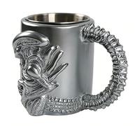 Taza de café Alien Taza Novedosa Coleccionable 3D para Amantes del café Hecha de Resina y Acero Inoxidable 15x10x11cm (alienígena)