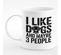 Taza De Café Amoureux Des Chiens, J'Aime Les Chiens Et Peut-Être 3 Personnes Minimalista Taza Desayuno Colorido Taza De Porcelana Para Familiare Amiga Té