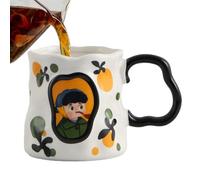 Taza de café artística, 380 ml, tazas de cerámica inspiradas en el Renacimiento de obras maestras europeas, vasos estéticos, lindas tazas de café divertidas, para té, leche, agua, bebida, hogar