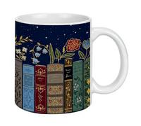 Taza de café artística con vitral, elegante taza de ilustración para amantes de los libros, tazas de cerámica con temática de lectura artística, regalo pensado para el hogar, oficina, amigos, familia