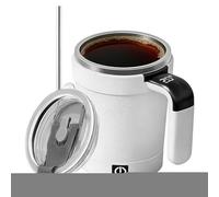 Taza de café autoagitable, recipiente de leche de 380 ml con indicador de temperatura, taza de leche eléctrica automezclada - Para oficina, hogar, técnica, estudios, viajes, biblioteca, dormitorio