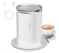 Taza de café Autoagitador magnético 2 en 1 con calentador de vaso temperatura constante Aislante térmico acero inoxidable multicapa Base botón y tapa