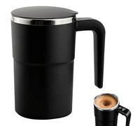 Taza de café automática con agitación automática, taza de café eléctrica de 380 ml, taza térmica con indicador de temperatura, vaso mezclador magnético automático para picnic, camping, hotel (negro)