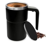 Taza de café automática de 380 ml, taza de café con tapa, taza de café magnética automática, recargable por USB, lavable, taza de mezcla eléctrica para proteínas en polvo (negro)
