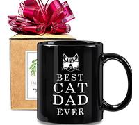 Taza de café Best Cat Dad Ever para hombres, regalo temático de gato para papá, amante de los gatos, padre gato, dueño de mascotas, papá gato, ideal para el día del padre, Navidad, cumpleaños,