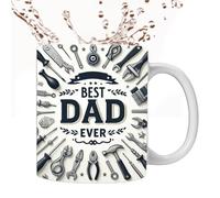 Taza de café Best Dad Ever: taza de cerámica de 350 ml, colorida taza de chocolate caliente, regalo del día del padre, taza de café portátil para leche, té, cacao, oficina, hogar, sala de estar