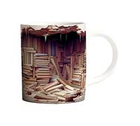Taza De Café Bookworm - Taza De Cerámica 3D Con Estantería De 11 Oz, Obra De Arte Espacial Creativa, Vajilla Estilo Bibliotecario | Regalo De Lector Reflexivo Para Club De Lectura, Oficina En Casa, Es