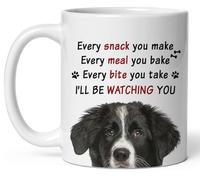 Taza De Café Border Collie Negro Sentado Mirando Hacia Otro Lado Resistente Taza Desayuno Minimalista Taza De Porcelana Para Recuerdos Decorar Familiare