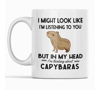 Taza De Café Capybara Lover I Might Look Like I'M Listening To You But In My Head I'M Thinking About Capybaras Taza De Té Graciosa Taza Desayuno Clásico Taza De Cerámica Para Amigos 330ML