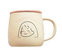 Taza de Café Cerámica 414 Ml, con la Imagen del Perfil una Chica y Base Ancha, Para Lavavajillas, Vaso Térmico Aislado, Taza de Viaje Reutilizable para Llevar, Té y Mucho Más(Pink)