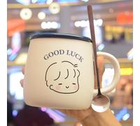 Taza de Café Cerámica 414 Ml, con la Imagen del Perfil una Chica y Base Ancha, Para Lavavajillas, Vaso Térmico Aislado, Taza de Viaje Reutilizable para Llevar, Té y Mucho Más(Black)