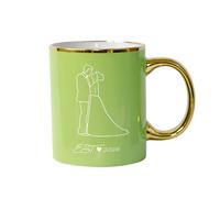 Taza de café comprometida, regalo de compromiso para parejas, taza de cerámica grabada con láser, mango y borde dorados, recuerdo EST 2026 para novia y prometida, despedida de soltera, 12 onzas