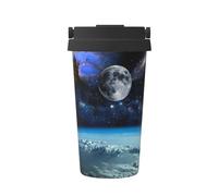 Taza de café con aislamiento de transporte de viaje con diseño de planeta espacial, termo aislado al vacío de doble pared para calor y frío, café de 16 onzas, compatible con oficina, escuela, fiesta