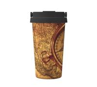 Taza de café con aislamiento de transporte de viaje con texto en inglés "law of the Compass Navigation", termo aislado al vacío de doble pared para frío y caliente, 16 onzas, compatible con café