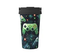 Taza de café con aislamiento impreso Gamepad Circuit Version con tapa hermética y asa, reutilizable, ligera y elegante. Taza térmica deportiva.
