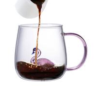 Taza de café con animales 3D | Vasos transparentes de vidrio de borosilicato de 380 ml | Taza de café de dibujos animados para el hogar, lugar de trabajo, tazas de portátiles para bares, cafeterí