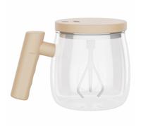 Taza de café con asa de vidrio recargable, con tapa de café para el hogar y posavasos para calentar la oficina