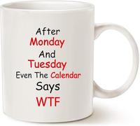 Taza de café con cita divertida de lunes a martes, regalo para compañeras de trabajo, mujeres, tazas de café, taza de café novedosa, taza de té de cerámica con impresión de doble cara para mamá, papá,