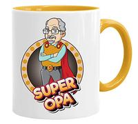 Taza de café con diseño de abuelo con texto en inglés "Super Opa", bonita y divertida taza de café como idea de regalo para abuelos, cerámica de 350 ml