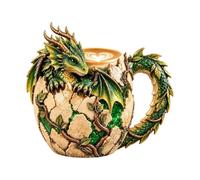 Taza de café con diseño de huevo de dragón, divertida y decorativa medieval | Taza para amantes del dragón, para juegos de oficina en casa, cumpleaños, cena, café, verde