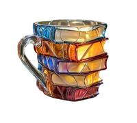 Taza de café con diseño de libro, vaso de vidrio, pintado a mano, diseño fresco, cerámica fuerte, retiene el calor eficazmente, añade, ideal para de biblioteca, profesores