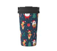 Taza de café con diseño de Papá Noel con un solo botón, protección del medio ambiente y salud, de acero inoxidable, portátil, para conservar el calor y el frío, se utiliza para viajar con tazas