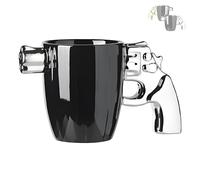 CHUDANN Taza de café con diseño de revólver, taza de cerámica con arma fresca for hombres, taza de té de café de cerámica a la moda, taza con mango en forma de pistola, regalos for hombres(Silver)