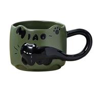 Taza de café con forma de gato: linda taza de té de cerámica portátil, diseño de mango de animal en 3D, acabado brillante resistente al calor | Vasos Kawaii con agarre cómodo para los amantes del capu