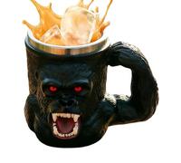 Taza de café con forma de mono, 500 ml de resina de acero inoxidable de ojos rojos con asa, taza de café de animales, para clima frío, picnic, agua, fogata, té, senderismo, juego, hogar, camping