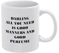 Taza de café con frase "Queridos buenos modales, buen perfume", divertida, para amantes del café, con impresión de doble cara, de cerámica, para mamá, papá, amigo, esposa, esposo, regalo de 11 oz