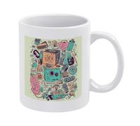 Taza de café con ilustración "Me encanta la ilustración", moderna taza blanca con asa, taza de té de cerámica personalizada, tazas grandes de sublimación, regalo para adultos, para uso en el hogar y l