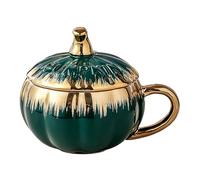 Taza de café con Lid And Spoon genérica Pumpkin-Themed | Festive Ceramic Action Cup For Otomn | Decorative Candy Bowl For Home, Studio, And Parties | Great For Seasonal Celebrations