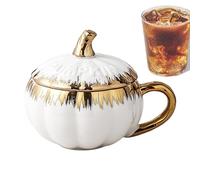 Taza de café con Lid And Spoon genérica Pumpkin-Themed | Festive Ceramic Action Cup For Otomn | Decorative Candy Bowl For Home, Studio, And Parties | Great For Seasonal Celebrations