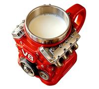 Taza De Café Con Motor V8, Taza De Café Con Motor Retro, Taaza Motores V8 Conn Aislamiento De Doble Pared De Acero Inoxidable, Viene Coon Cucharas Posavasos Antideslizantes | Para El Día Del Padre,