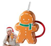 Taza de café con muñeco de pan de, taza de café de Navidad | taza de pan de con tapa - Taza estética Decoraciones para la mesa de café navideño, tazas navideñas para el bar de la cocina