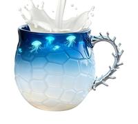 Taza de café con ondas de vidrio, vaso soplado a mano de 14 onzas, taza de bebida para amantes del mar, para café caliente, cocina, sala de estar, restaurante, hotel, cumpleaños, artistas