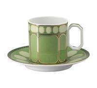 Taza de café con platillo Signum, Porcelana, Verde OS