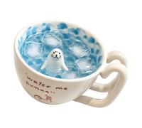 Taza de café con sello, taza de cerámica con interior estilo piscina y de doble bucle para fanáticos del tema animal en los escritorios Taza con sello Taza de café de cerámica Té de animales Vasos