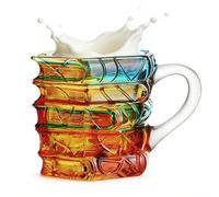 Taza de Café con Temática de Libros | Decoración Novedosa De Vajilla Para Bebidas Con Diseño De Vidriera 3D Colorida | Taza De Libro Pintada | Para Navidad Cumpleaños Oficina Hogar Cocina Bar Mujeres